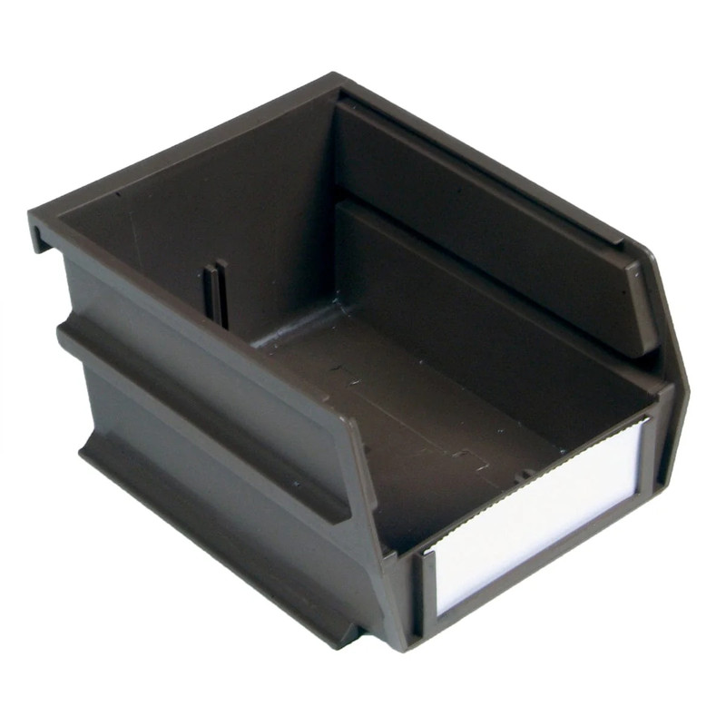 5-3/8" L x 4-1/8" W x 3" H Brown Stacking, Hanging, Interlocking Polypropylene Bins, 6 CT